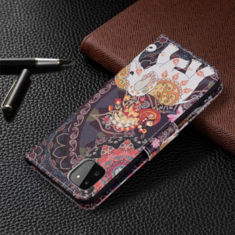 Lederhüllen Für Samsung Galaxy A22 5G Indischer Elefant
