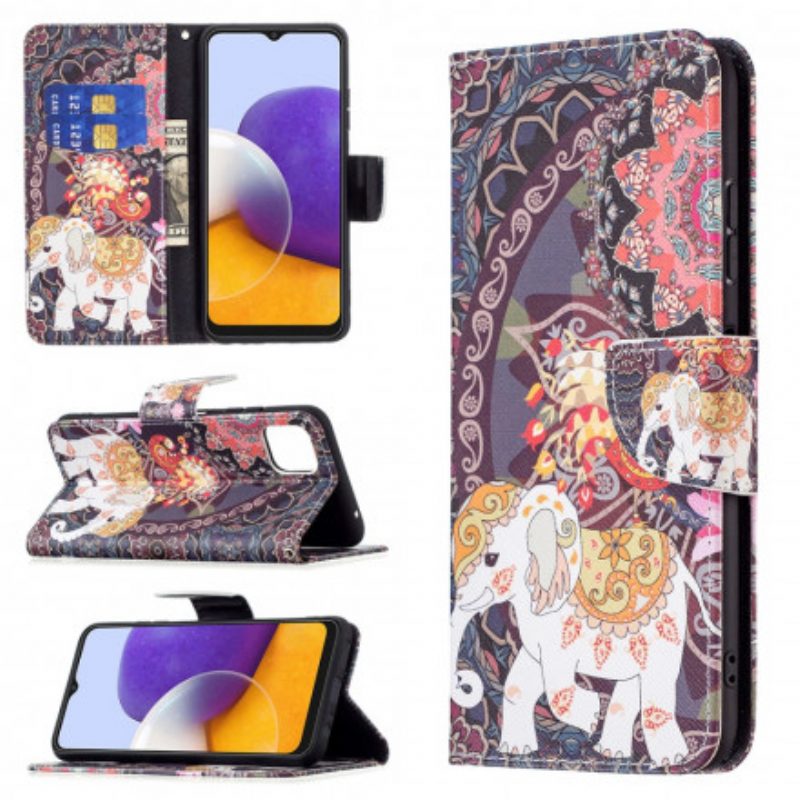 Lederhüllen Für Samsung Galaxy A22 5G Indischer Elefant