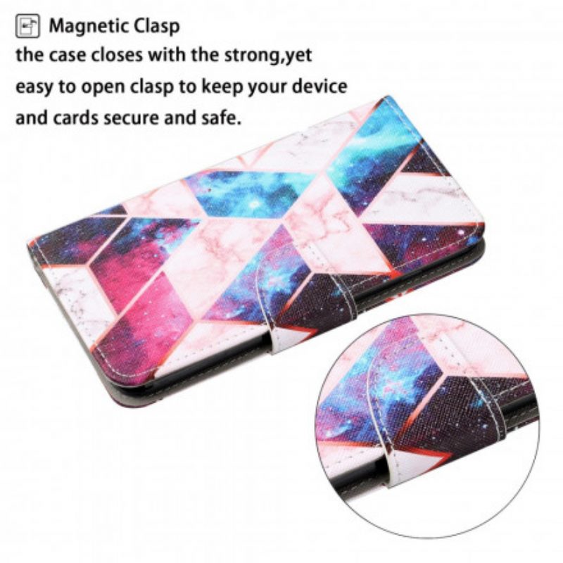 Lederhüllen Für Samsung Galaxy A22 5G Marmor Mit Lanyard