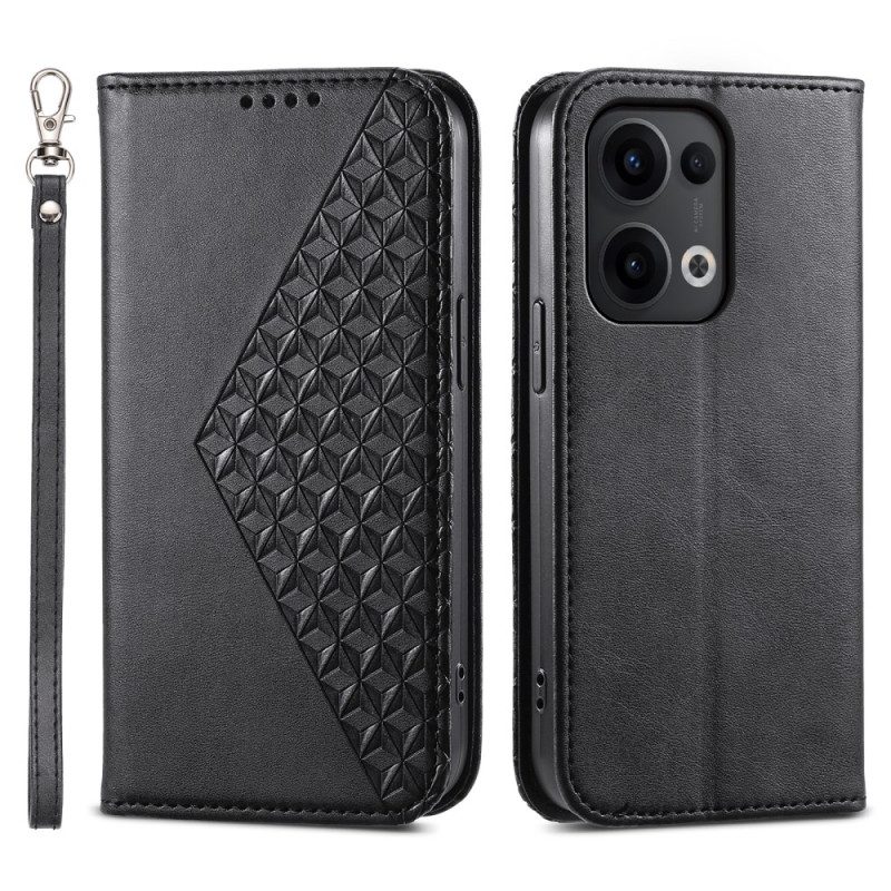 Flip Case Oppo Reno 13 5g Rautenmuster Mit Riemen