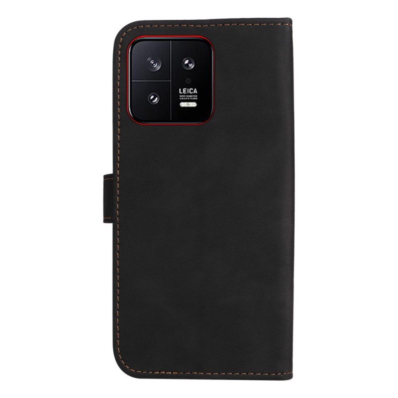 Lederhüllen Für Xiaomi 13 Mit Kordel Dreifarbiges Armband