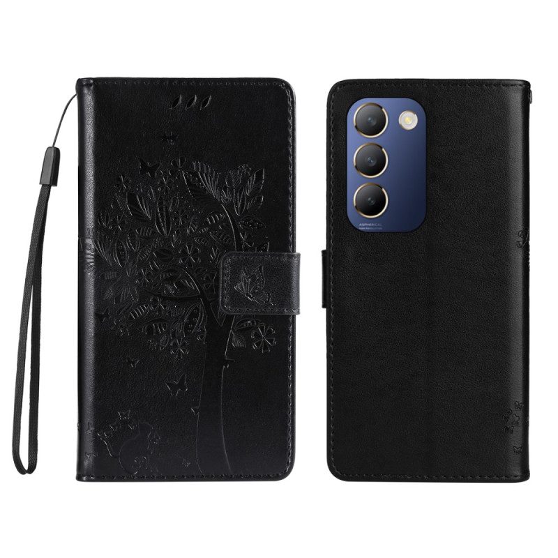 Lederhüllen Vivo V40 Se 5g Baum Und Katze