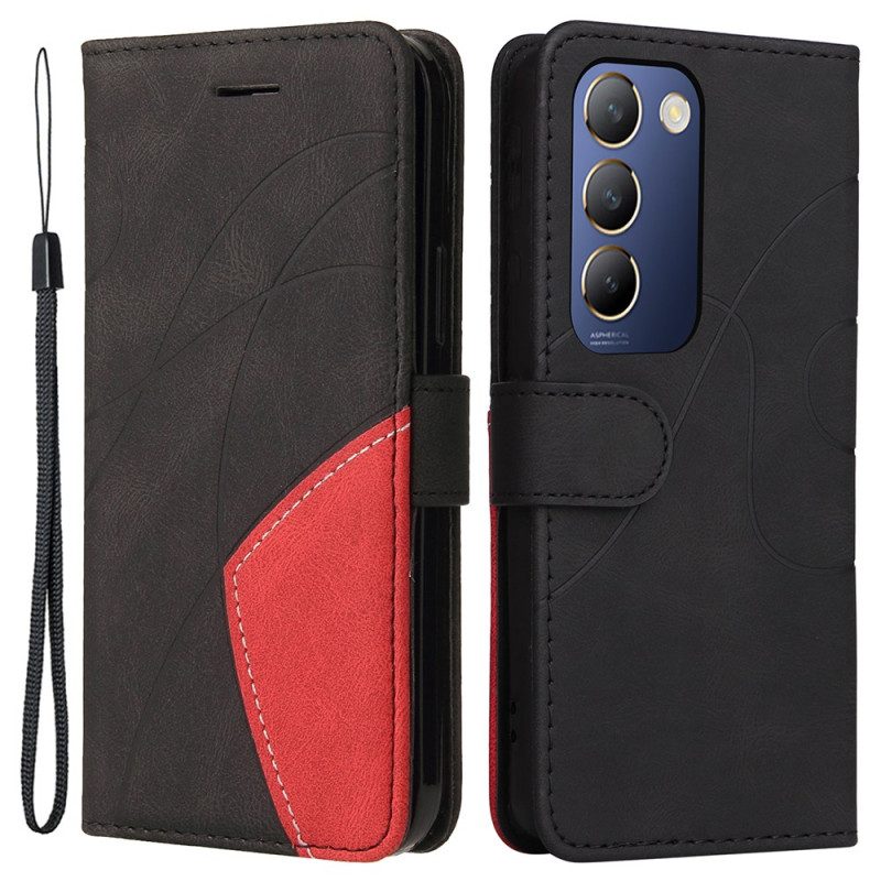 Lederhüllen Vivo V40 Se 5g Zweifarbige Wellenstruktur