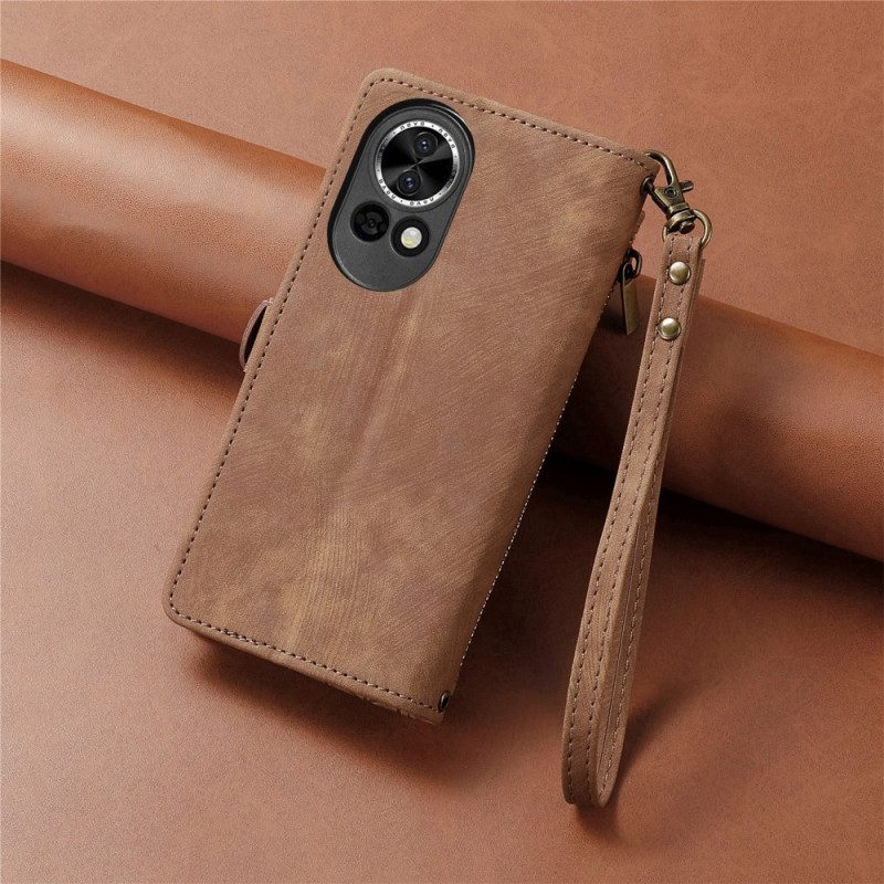 Lederhüllen Huawei Nova 13 Geldbörse Mit Reißverschluss Und Geometrischem Muster