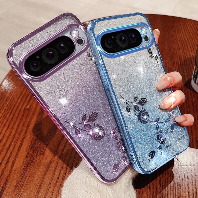 Hülle Für Google Pixel 9 Pro Xl Blumen Und Strasssteine Kadem