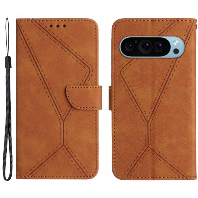 Lederhüllen Für Google Pixel 9 Pro Xl Leinen Und Lanyard-puller