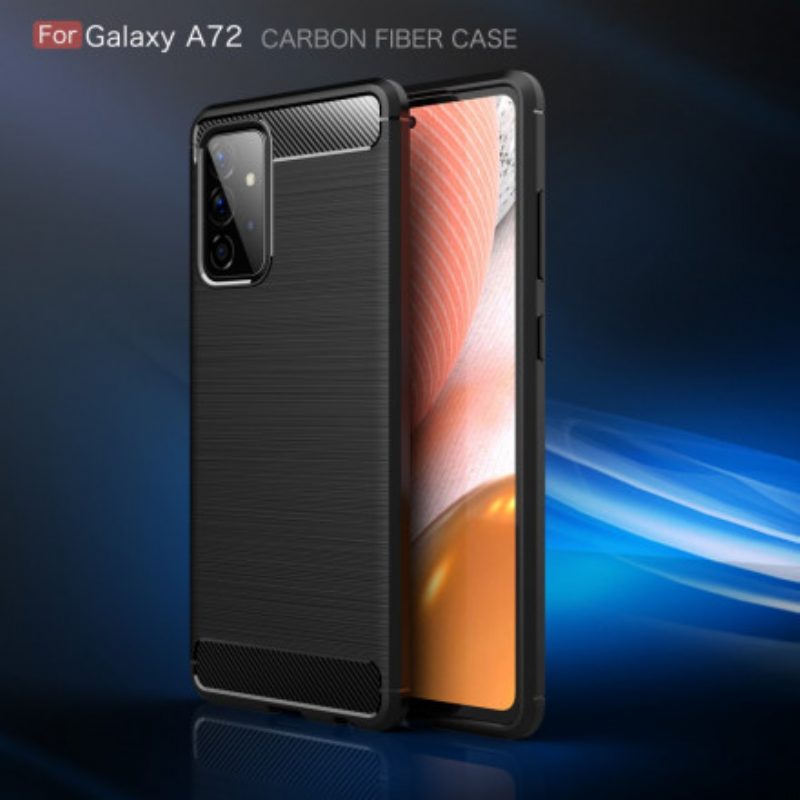 Hülle Für Samsung Galaxy A72 4G / A72 5G Gebürstete Kohlefaser