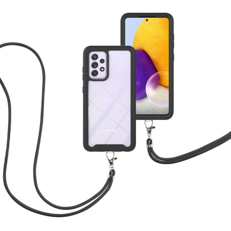 Hülle Für Samsung Galaxy A72 4G / A72 5G Mit Kordel Und Farbiger Kontur