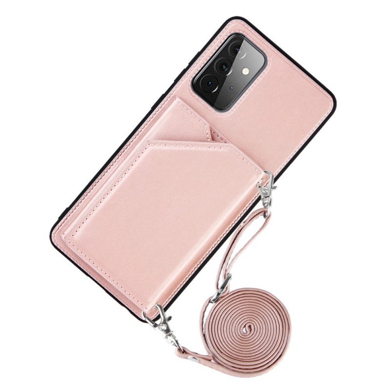 Hülle Für Samsung Galaxy A72 4G / A72 5G Schultergurt. Kartenhalter