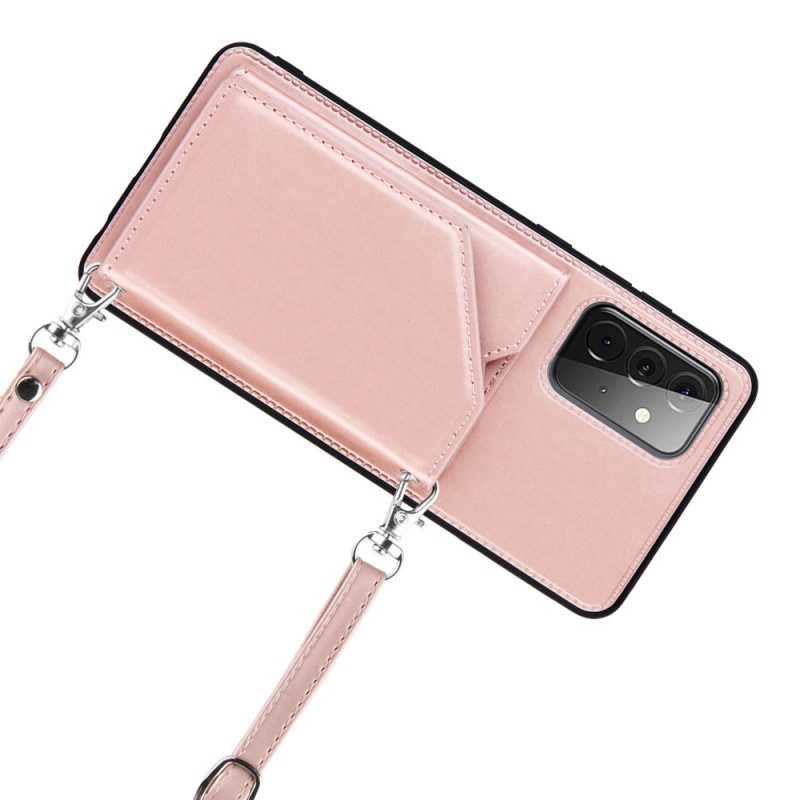 Hülle Für Samsung Galaxy A72 4G / A72 5G Schultergurt. Kartenhalter