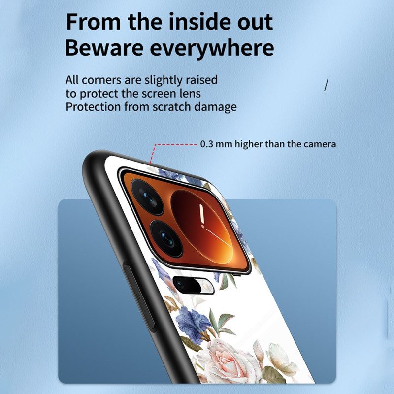Hülle Xiaomi 17 Pro Max Gehärtetes Glas Mit Blumenmuster