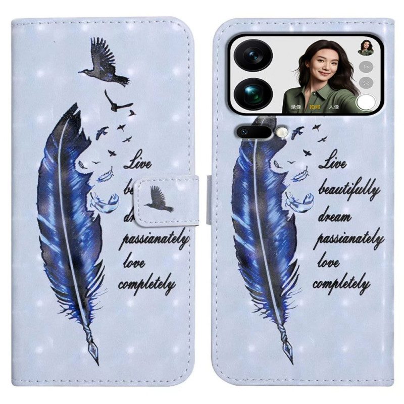 Lederhüllen Für Xiaomi 17 Pro Max Blaue Feder