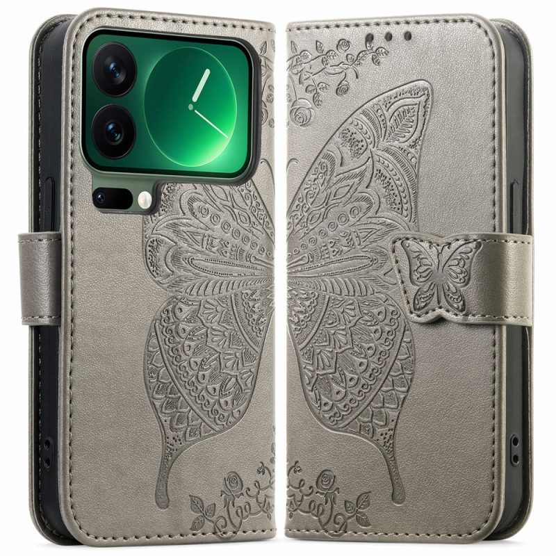 Lederhüllen Für Xiaomi 17 Pro Max Schmetterlingsdesign