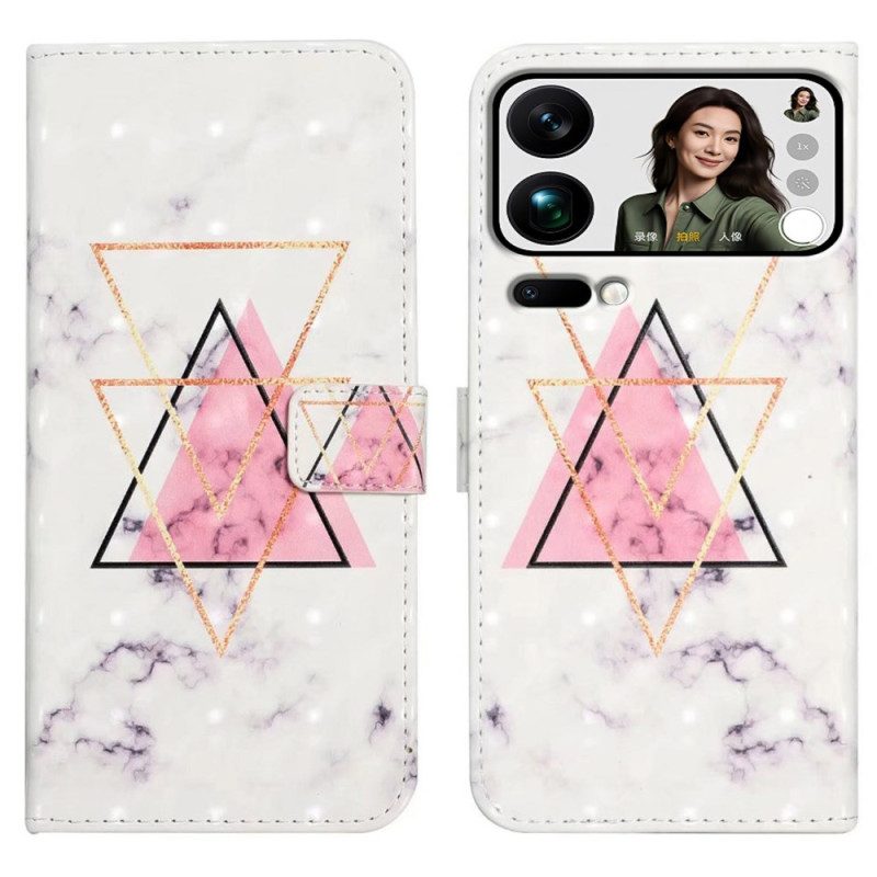 Lederhüllen Xiaomi 17 Pro Max Handyhülle Dreieckiger Marmor