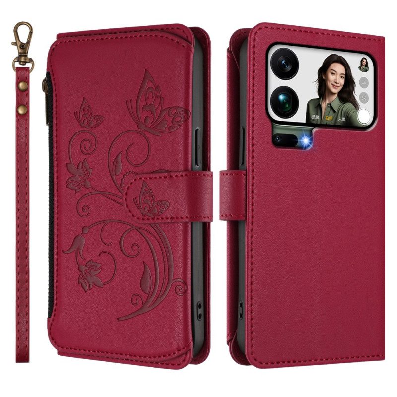 Lederhüllen Xiaomi 17 Pro Max Handyhülle Geldbörse Mit Blumenmuster