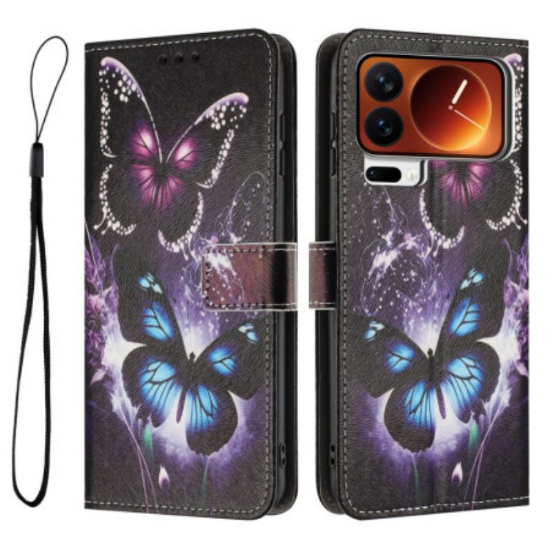 Lederhüllen Xiaomi 17 Pro Max Handyhülle Zwei Schmetterlinge