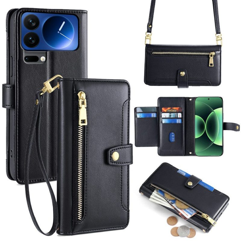 Lederhüllen Xiaomi 17 Pro Max Reißverschlusstasche Und 2 Schulterriemen