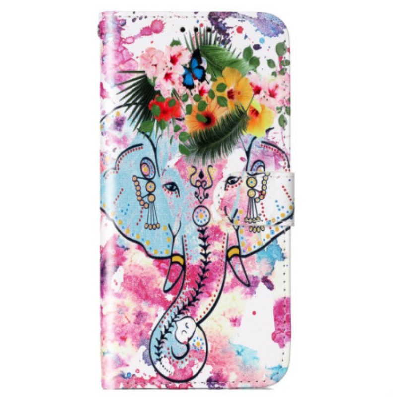 Lederhüllen Poco C65 Aquarell-elefant Mit Schlüsselband