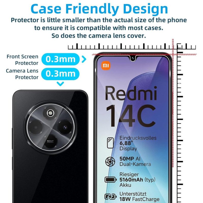Doppelte Displayschutzfolie Aus Gehärtetem Glas Für Xiaomi Redmi 14c / Poco C75