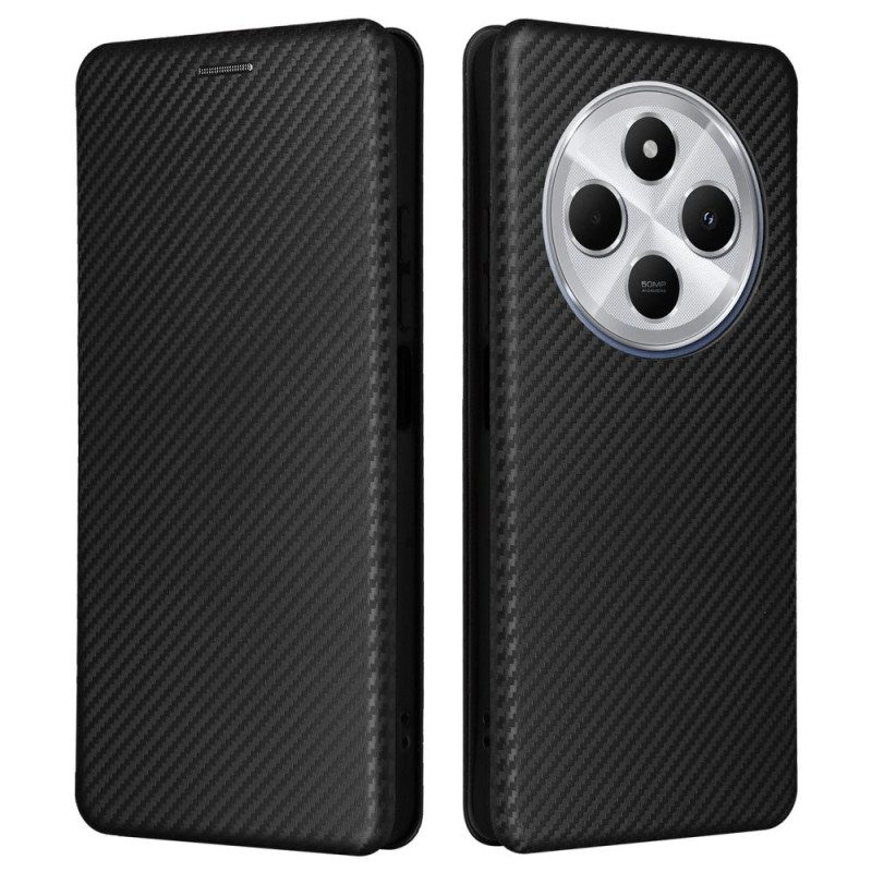 Flip Case Poco C75 Carbonfaser-textur