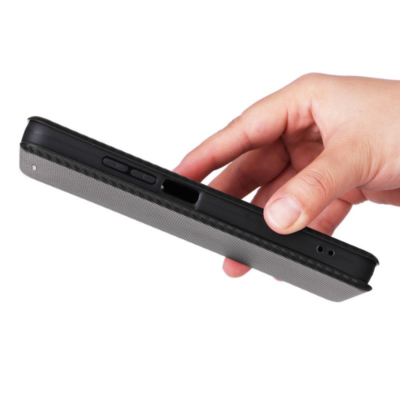 Flip Case Poco C75 Carbonfaser-textur