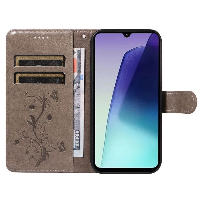 Lederhüllen Für Poco C75 Blumenmuster Mit Riemen