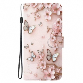 Lederhüllen Für Poco C75 Roségoldene Blumen