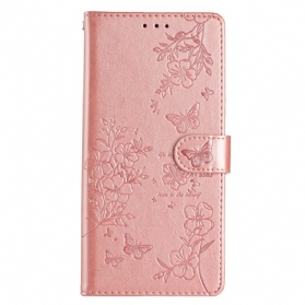 Lederhüllen Für Poco C75 Schmetterlings- Und Blumenmuster