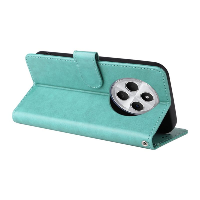 Lederhüllen Poco C75 Handyhülle Blumen Und Schmetterlinge Mit Lanyard