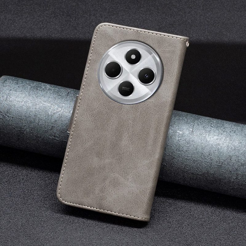 Lederhüllen Poco C75 Handyhülle Glatte Textur Mit Riemen