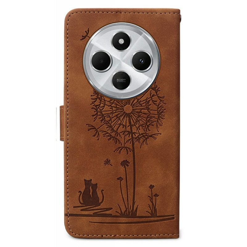 Lederhüllen Poco C75 Handyhülle Löwenzahnmuster Mit Riemen