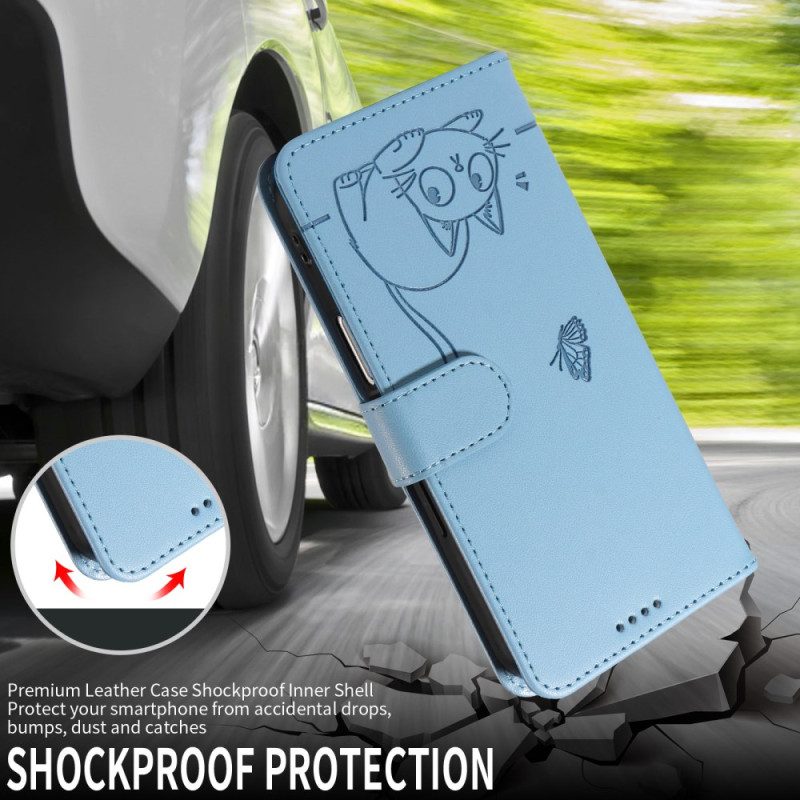 Lederhüllen Huawei Pura 80 Pro Grafische Katze Mit Linien