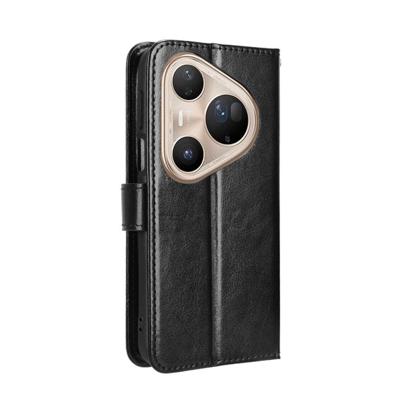 Lederhüllen Huawei Pura 80 Pro Handyhülle Glänzendes Kunstleder