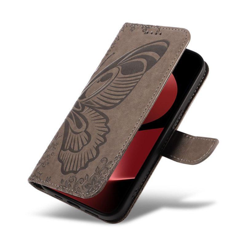 Lederhüllen Huawei Pura 80 Pro Handyhülle Grafischer Schmetterling