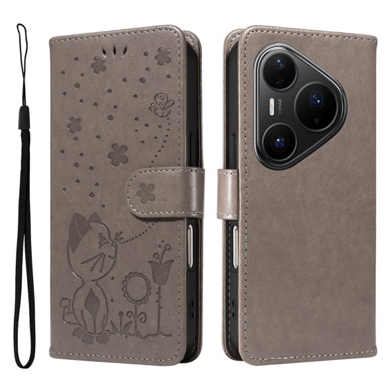 Lederhüllen Huawei Pura 80 Pro Handyhülle Katze Und Biene