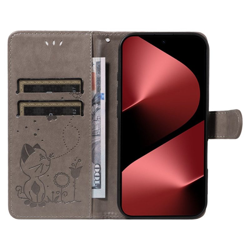 Lederhüllen Huawei Pura 80 Pro Handyhülle Katze Und Biene