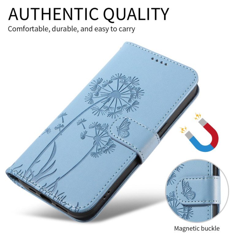 Lederhüllen Huawei Pura 80 Pro Handyhülle Löwenzahnmuster Und Riemen