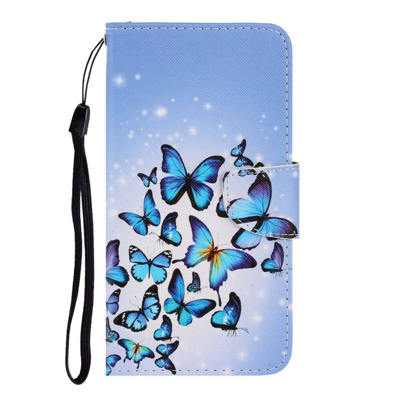 Flip Case Für Samsung Galaxy A41 Mit Kordel Variationen Von Schmetterlingsriemen