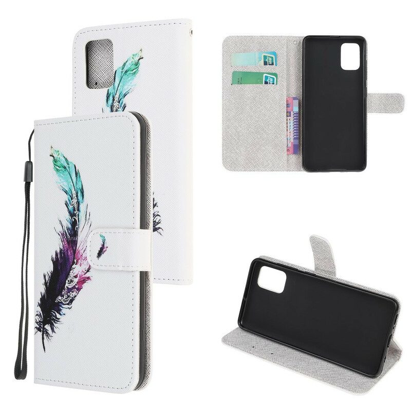 Lederhüllen Für Samsung Galaxy A41 Mit Kordel Feder Mit Lanyard