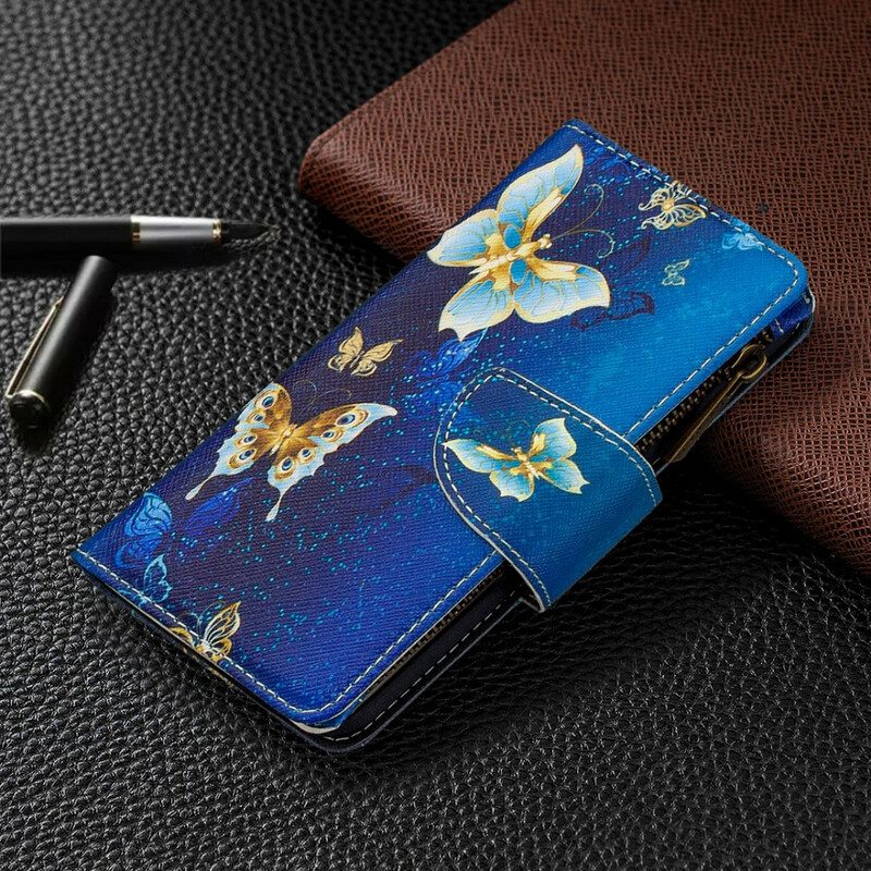 Lederhüllen Für Samsung Galaxy A41 Reißverschlusstasche Mit Schmetterlingen