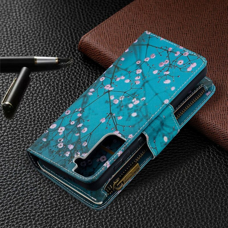 Lederhüllen Für Samsung Galaxy S21 5G Baumtasche Mit Reißverschluss
