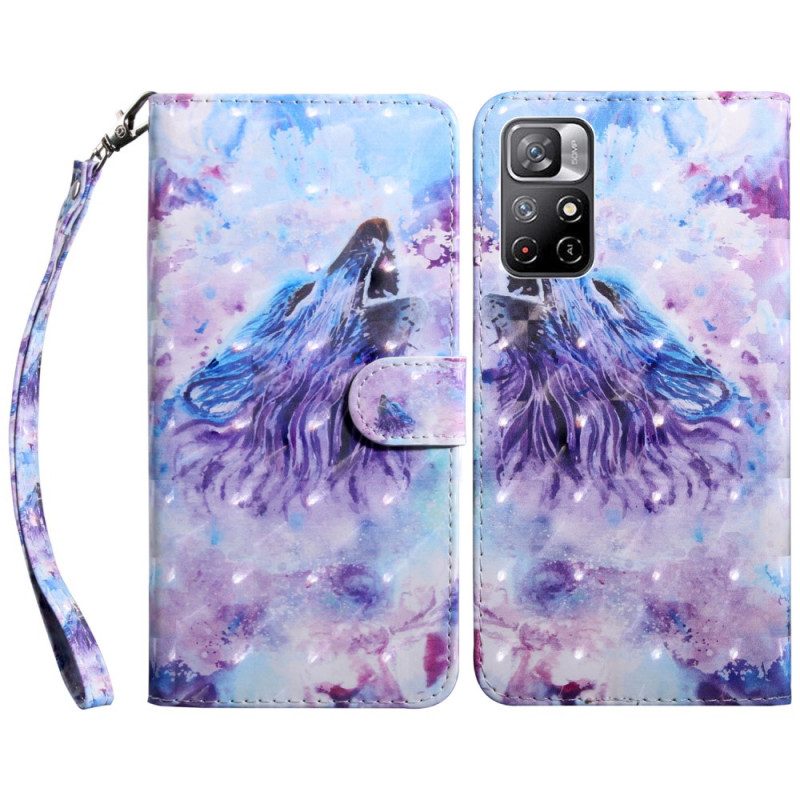Lederhüllen Für Poco M4 Pro 5G Aquarell-wolf