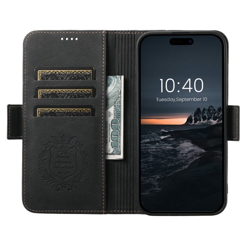 Flip Case Für iPhone 17 Pro Magsafe-kompatibles Litschi-leder