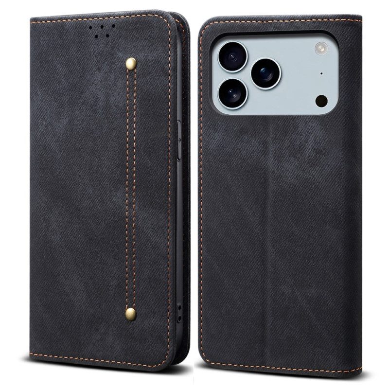 Flip Case iPhone 17 Pro Handyhülle Denim-gewebe