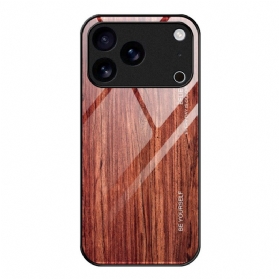 Hülle Für iPhone 17 Pro Gehärtetes Glas Mit Holzstruktur