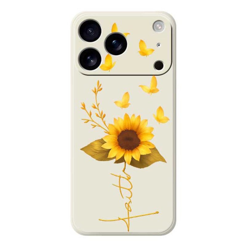 Hülle iPhone 17 Pro Handyhülle Flüssigsilikon-sonnenblume Und Schmetterlinge