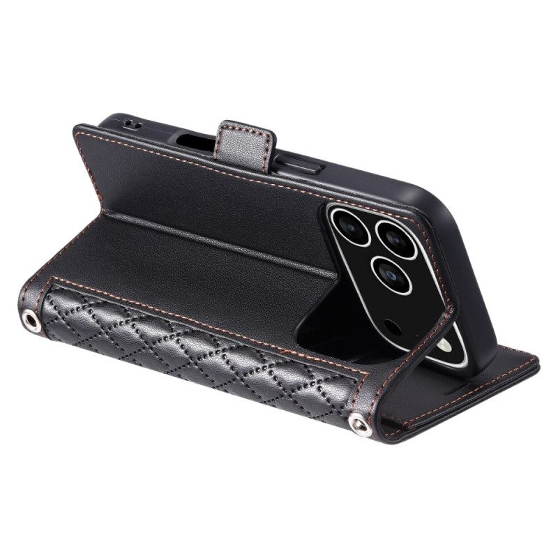 Lederhüllen iPhone 17 Pro Handyhülle Gesteppt