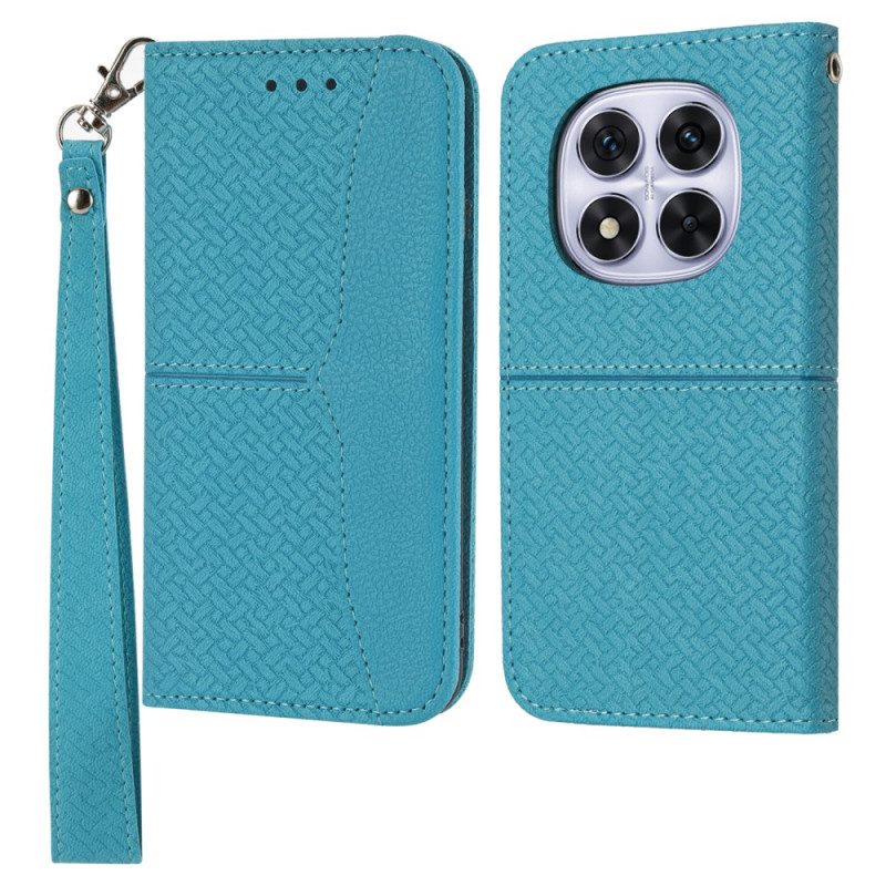 Lederhüllen Für Xiaomi Redmi Note 14 Pro 4g Gewebte Textur Mit Trageband