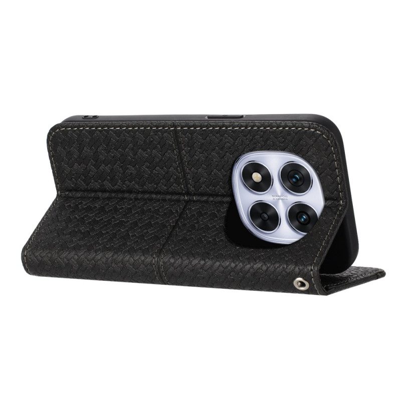 Lederhüllen Für Xiaomi Redmi Note 14 Pro 4g Gewebte Textur Mit Trageband