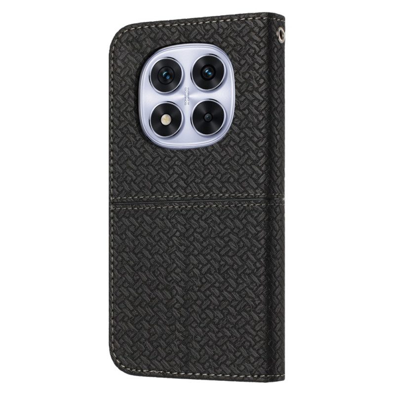 Lederhüllen Für Xiaomi Redmi Note 14 Pro 4g Gewebte Textur Mit Trageband